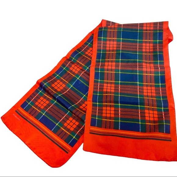 Emilio Schuberth silk plaid rectangular scarf, vintage couture - Picture 1 of 2